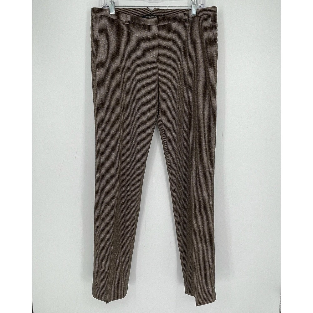 Piazza Sempione Italy Women's Brown Micro Check Monica Trousers Pants Size 12